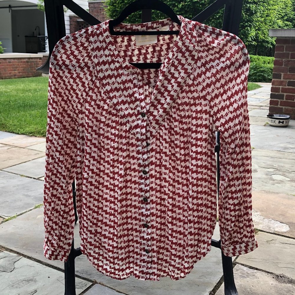 Anthropologie Red and White Blouse